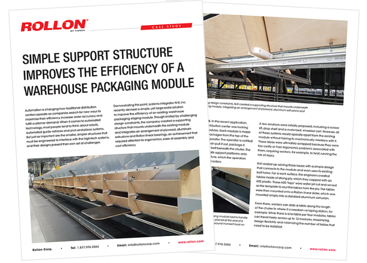 Support Structure, Made With Rollon Linear Bearings, Improves Efficiency Of Warehouse Packaging Module